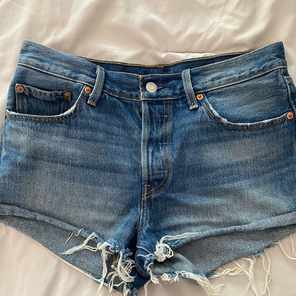 Original Levi 501’s high rise shorts in RARE Blue Explorer, no longer available